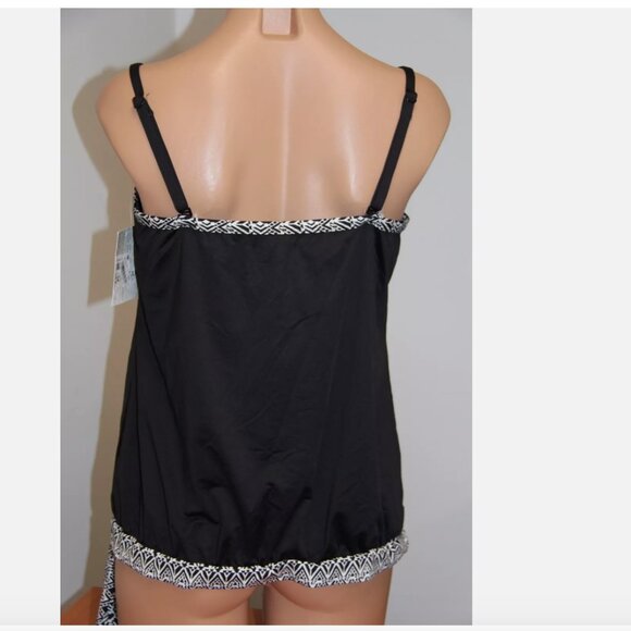 NWT 24th & Ocean by VM Swimsuit Tankini Top Bandeau Tank Black - Picture 4 of 4